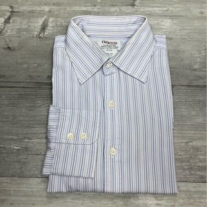 T.M. Lewin White w/ Blue Stripe Slim Dress Shirt 16.5-36